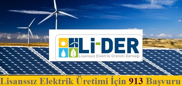 Lisanssız Elektrik Üretimi için 913 Başvuru